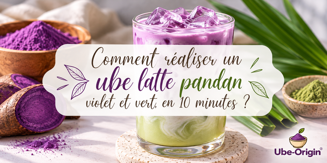 Comment préparer un ube latte pandan maison, violet et vert, en 10 minutes ?